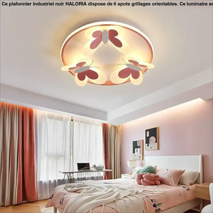 Kids ceiling lamp Butterfly Decorative pink ceiling light Study Children Room Kid Salon Creative Lamps Indoor girl
