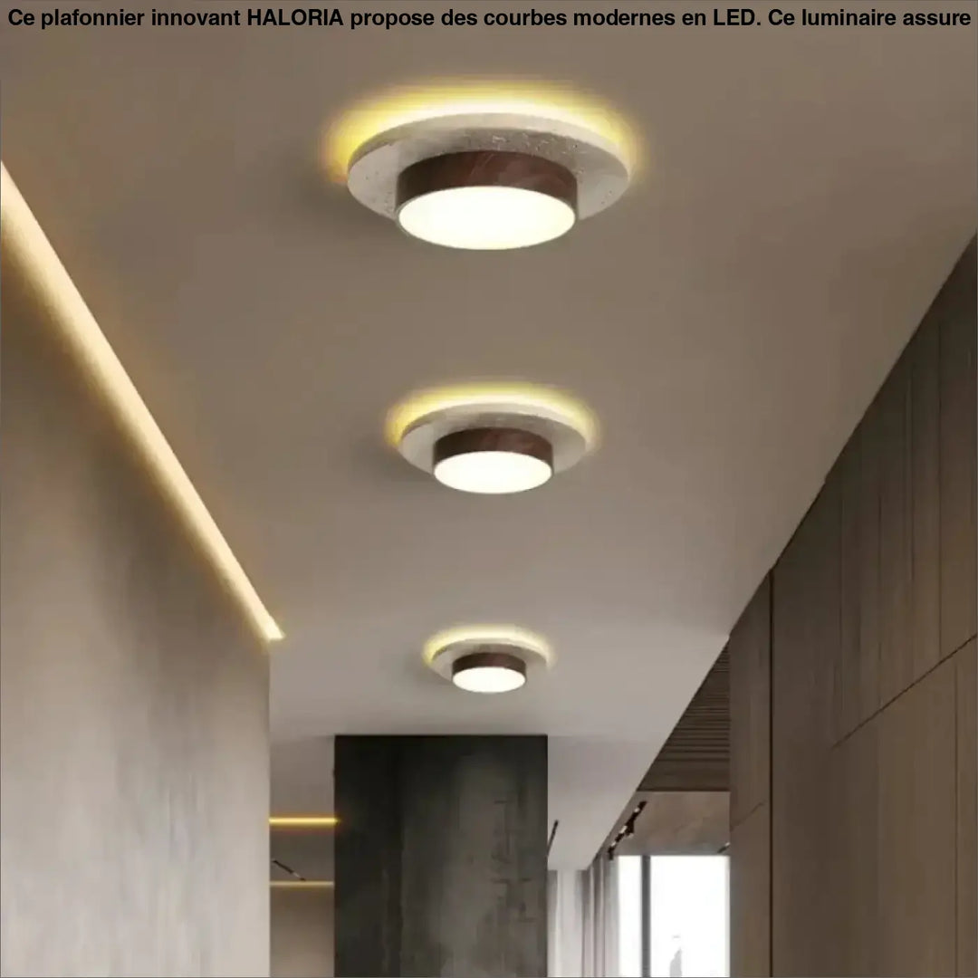Plafonnier rond en bois au style nordique moderne naturel