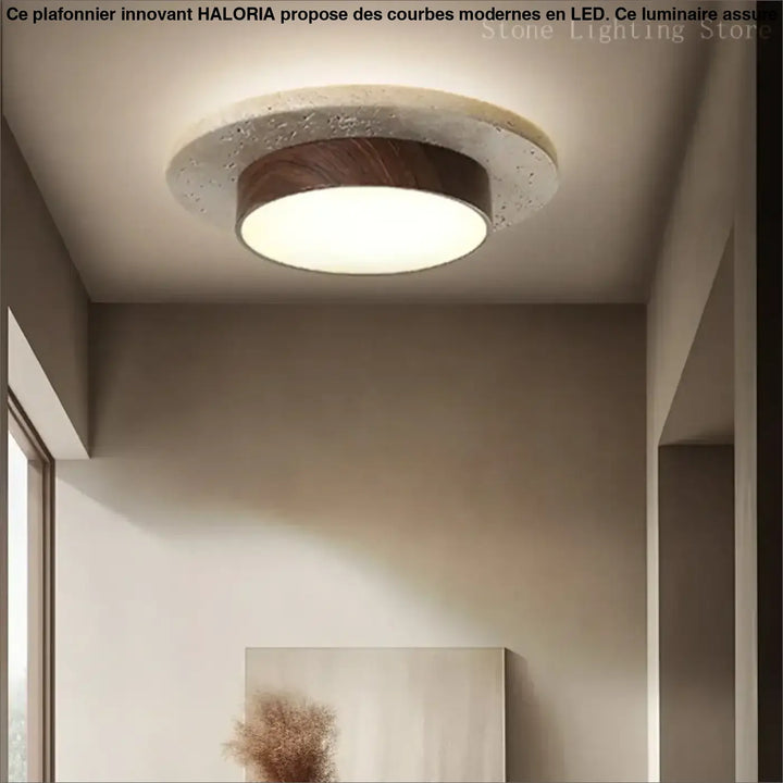 Plafonnier rond en bois au style nordique moderne naturel