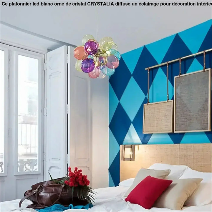 Suspension luminaire artistique en verre style multicolore