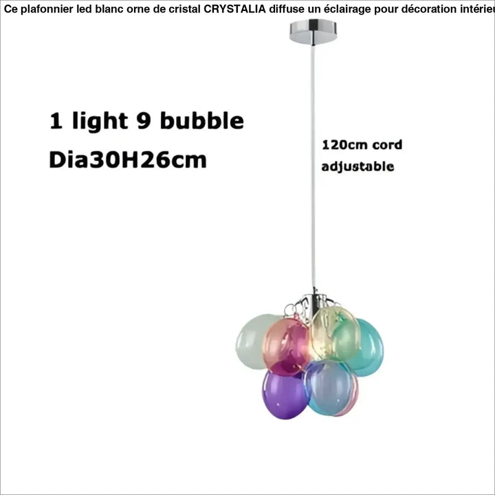 Suspension luminaire artistique en verre style multicolore