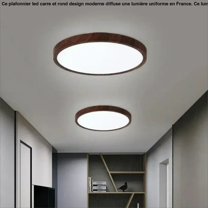 Plafonnier led rond effet bois épuré pour ambiance douce