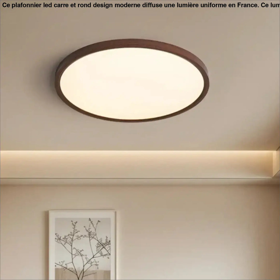 Plafonnier led rond effet bois épuré pour ambiance douce