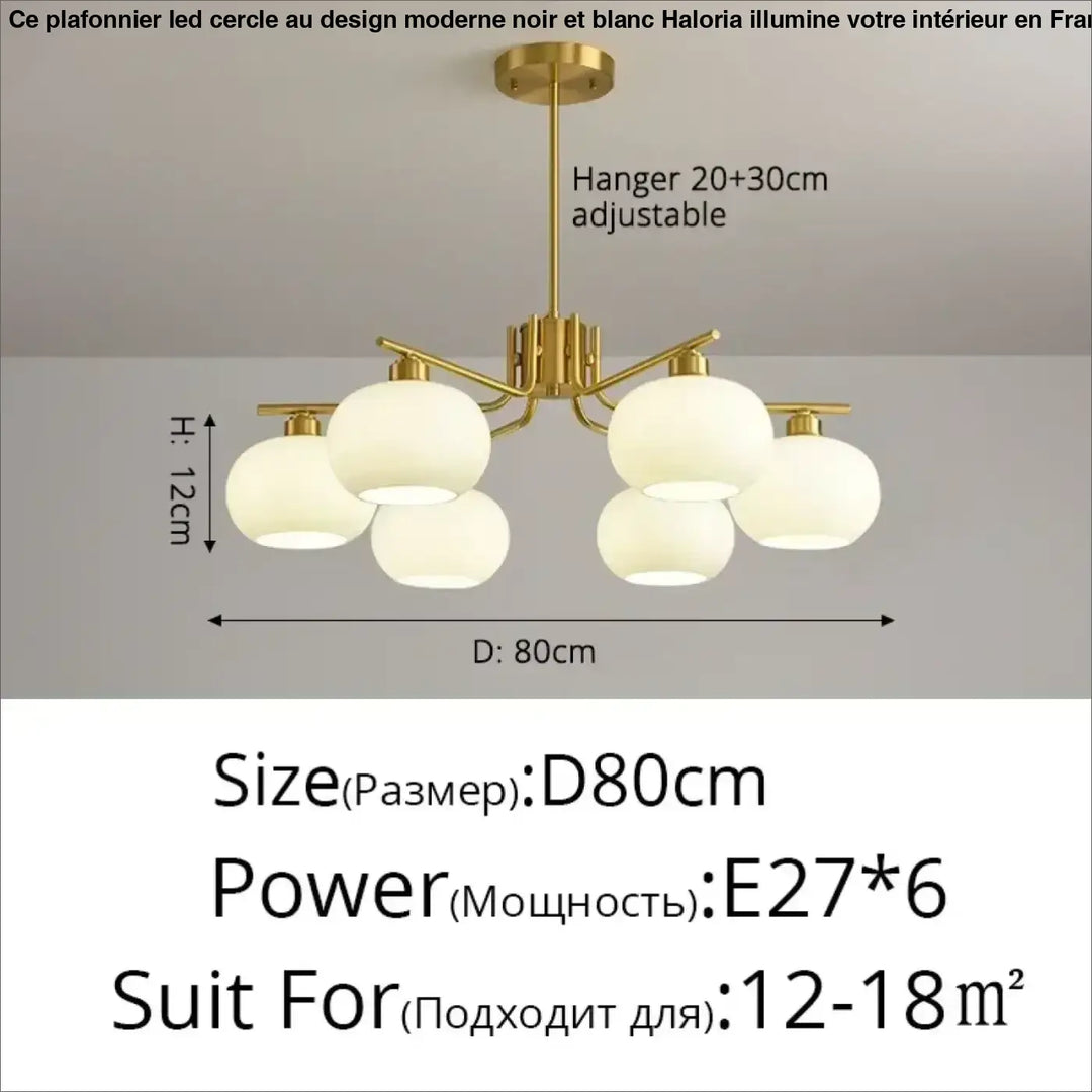 Suspension design avec globes en verre opale élégante