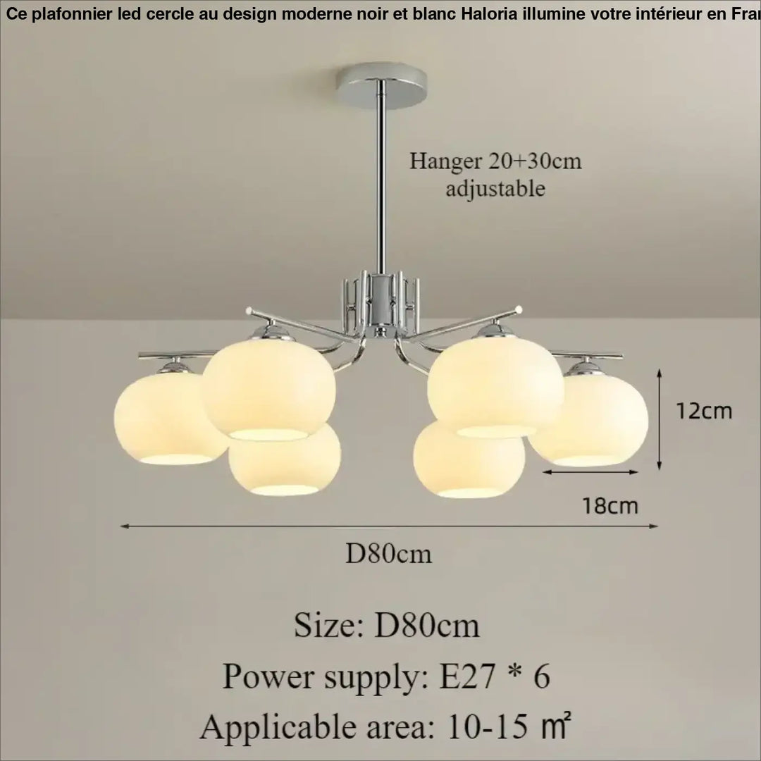 Suspension design avec globes en verre opale élégante