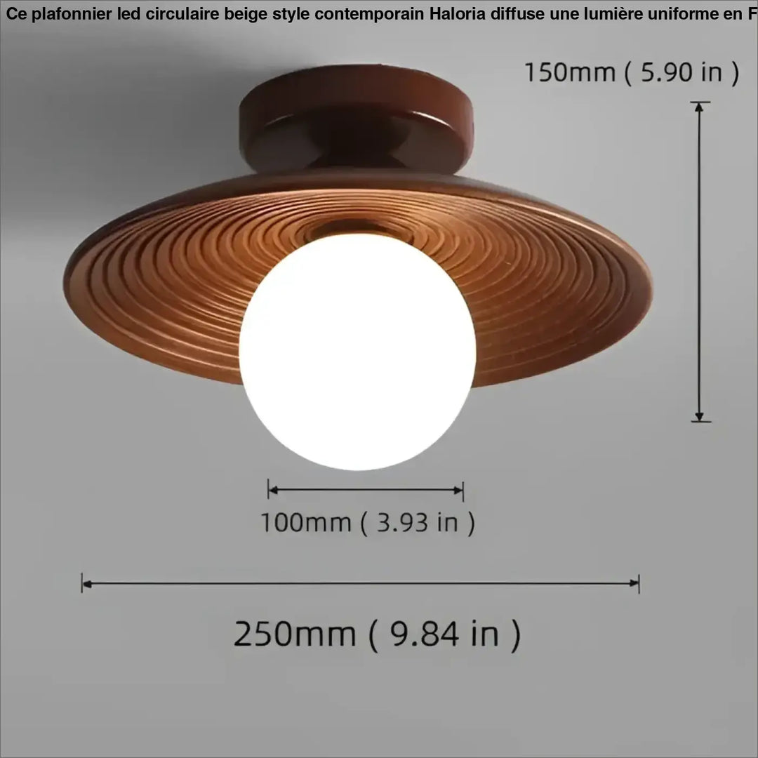 Plafonnier design bois noix et fer led décor bois marron