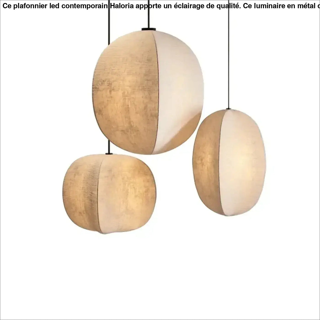 Suspension Design Moderne Sphère Bicolore Tissu Et Blanc
