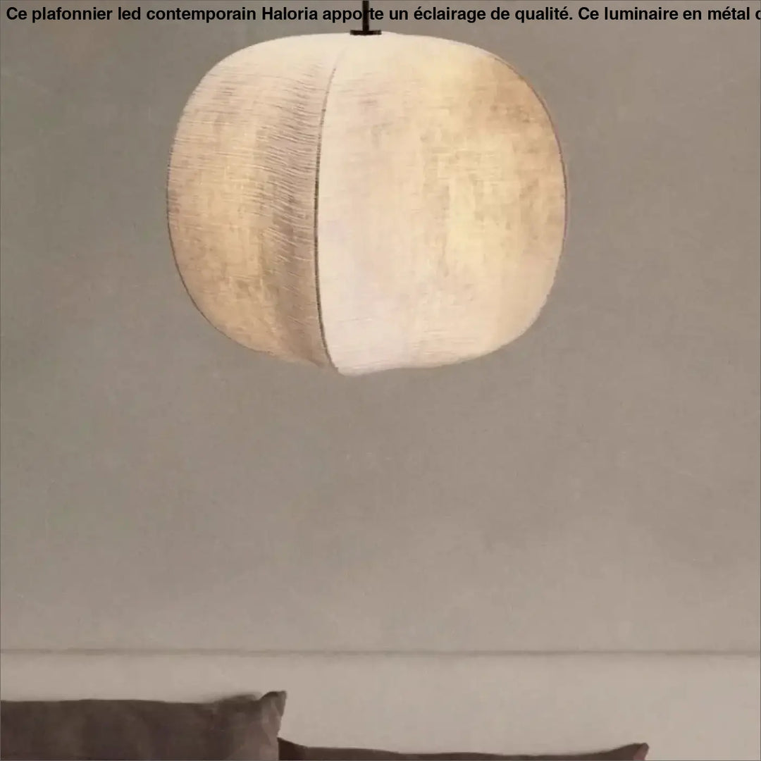 Suspension Design Moderne Sphère Bicolore Tissu Et Blanc