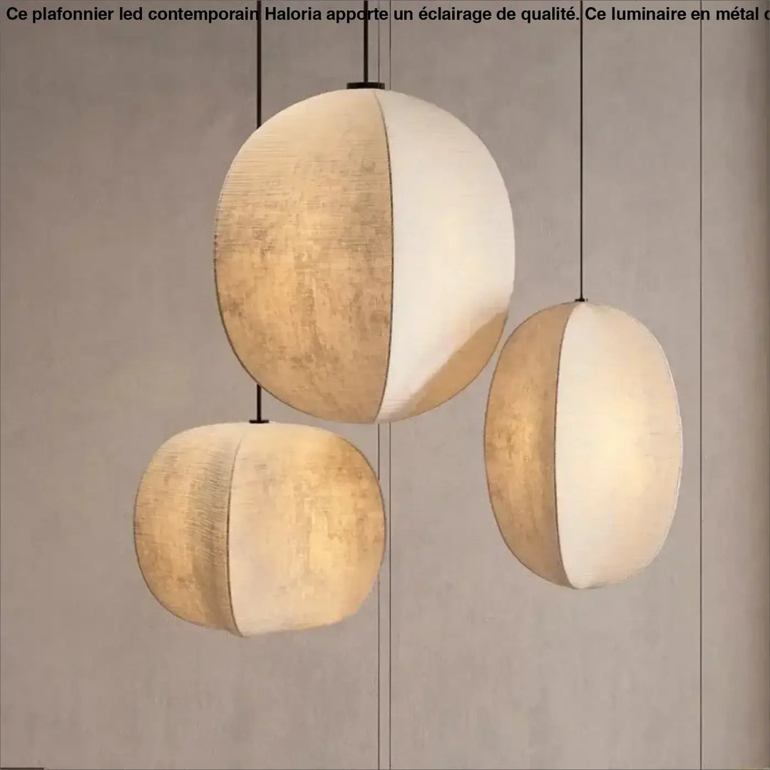 Suspension Design Moderne Sphère Bicolore Tissu Et Blanc