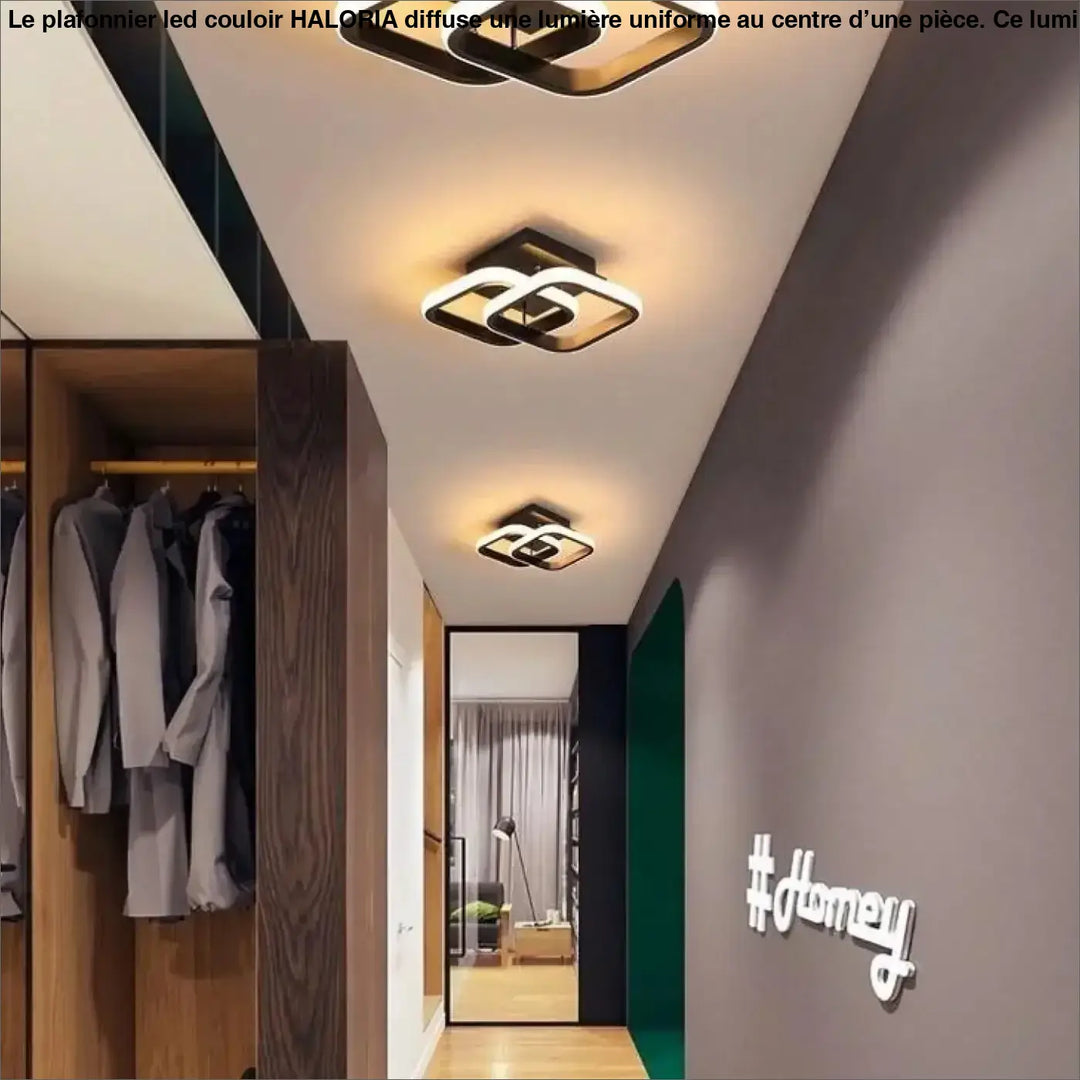 Plafonnier LED Couloir Design à Carrés Entrelacés