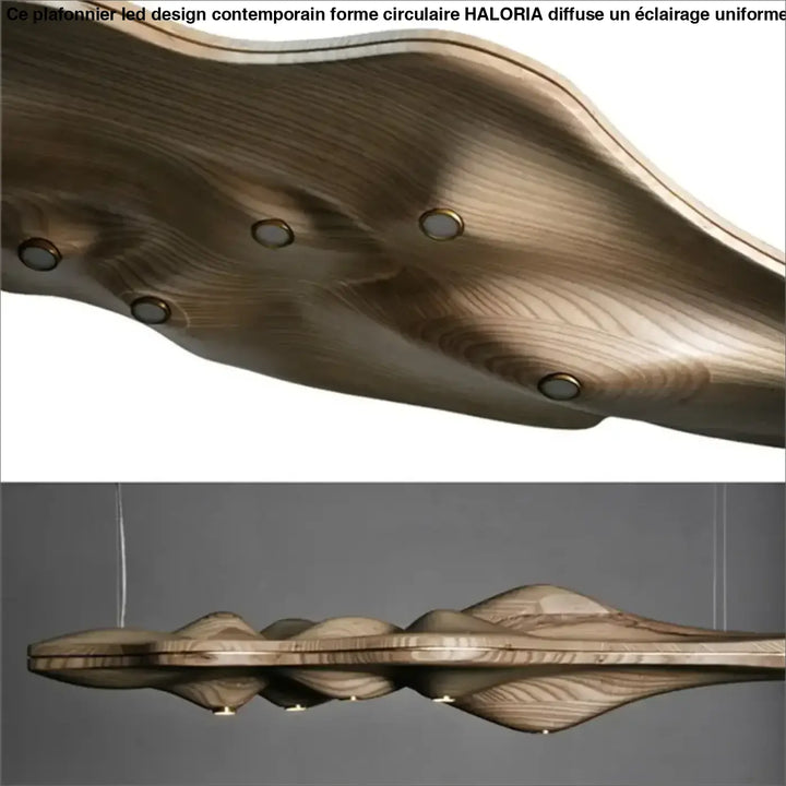 Suspension luminaire en bois au design moderne ondulé naturel