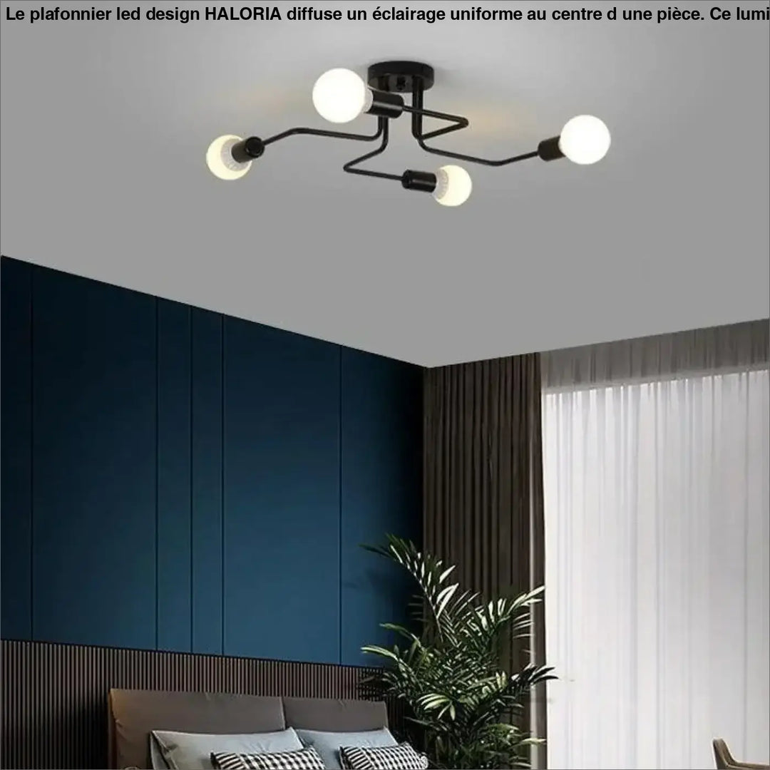 Plafonnier LED Design Noir à Bras Déstructurés