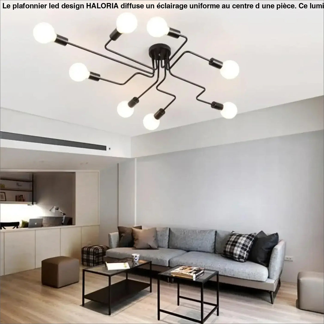 Plafonnier LED Design Noir à Bras Déstructurés