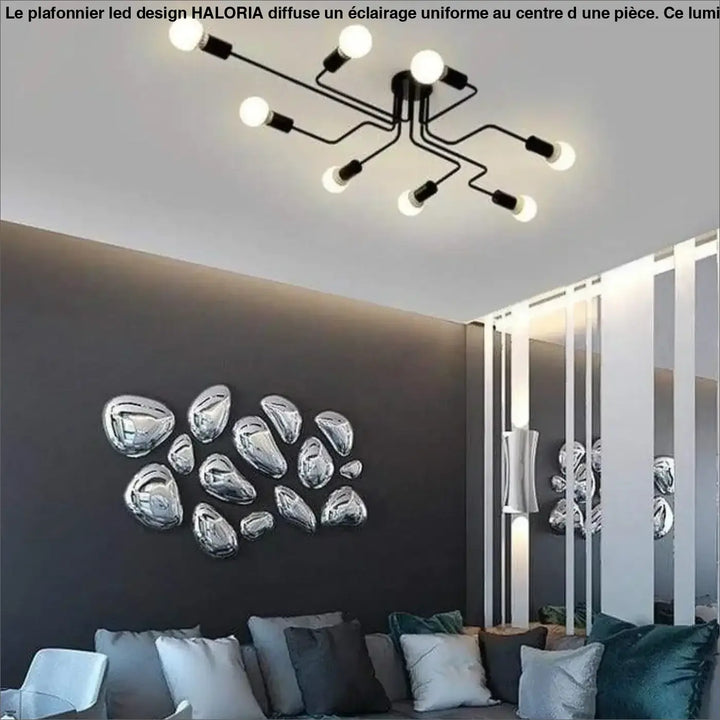 Plafonnier LED Design Noir à Bras Déstructurés