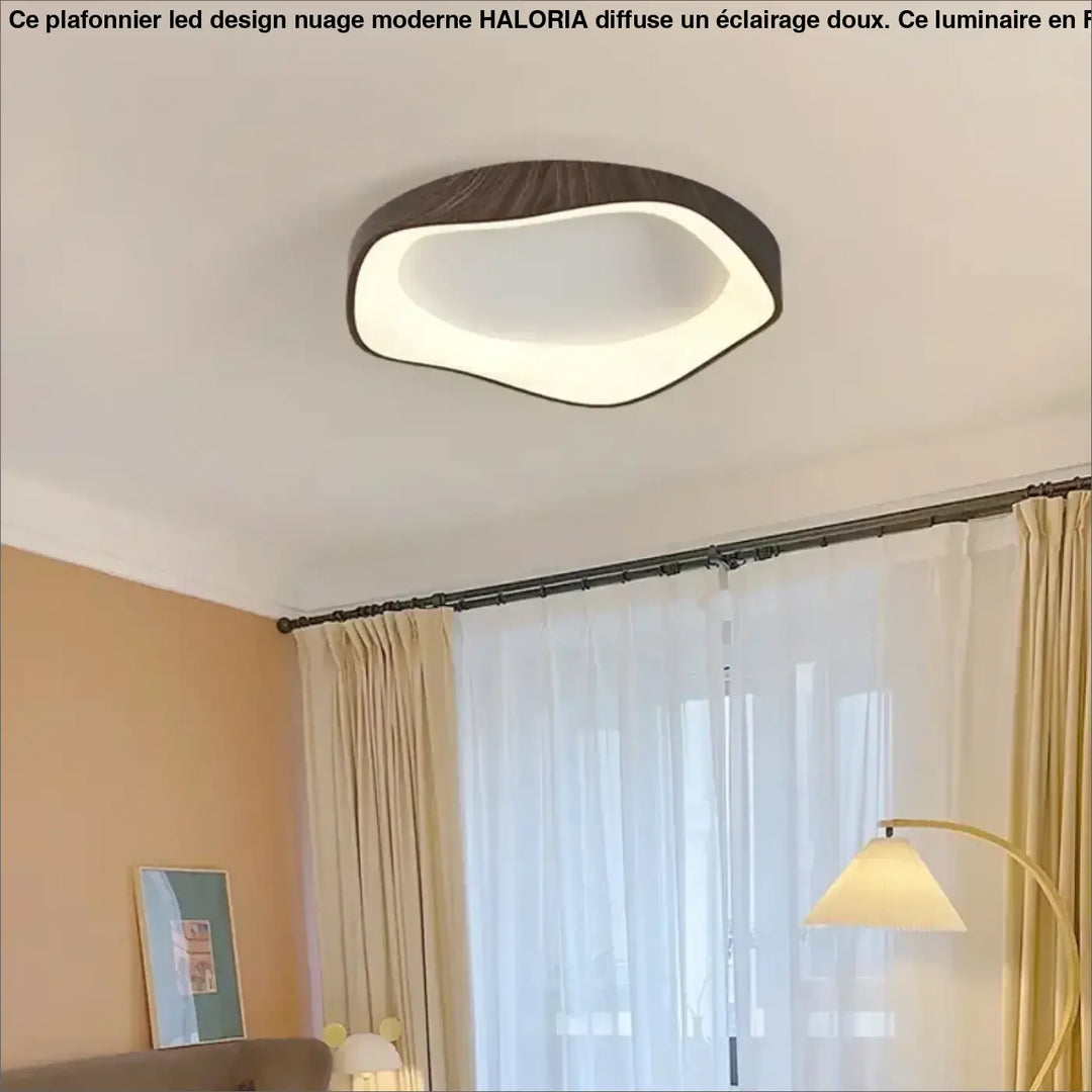 Plafonnier luminaire LED design contemporain en bois