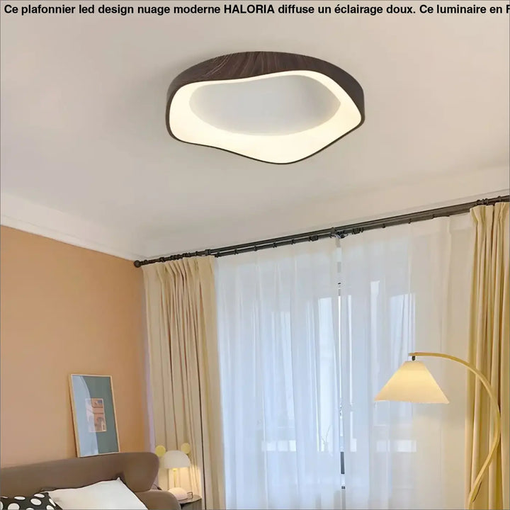Plafonnier luminaire LED design contemporain en bois