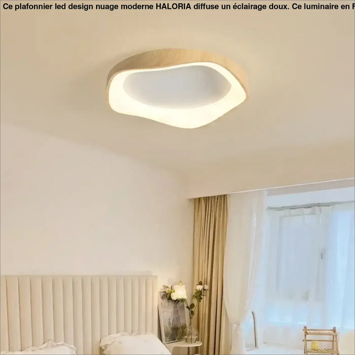 Plafonnier luminaire LED design contemporain en bois