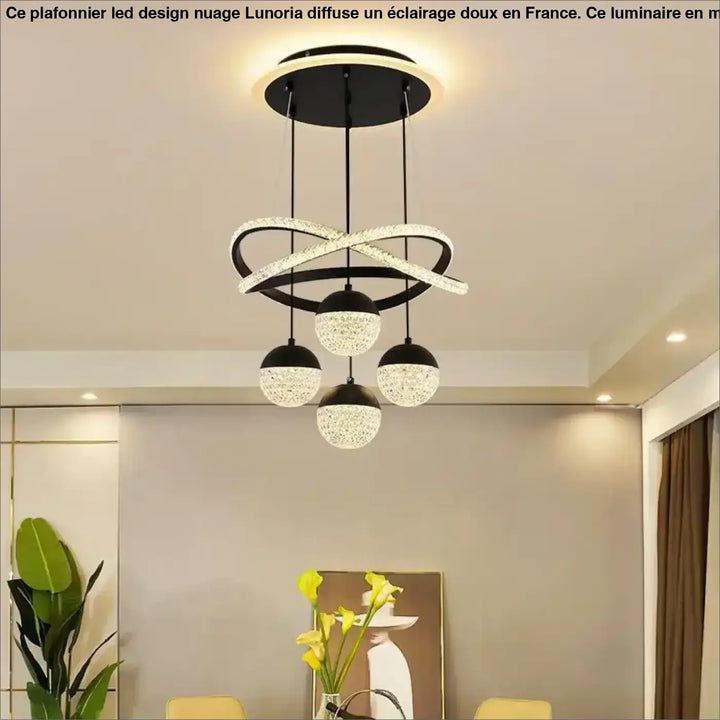 Suspension luminaire avec anneaux entrelacés

