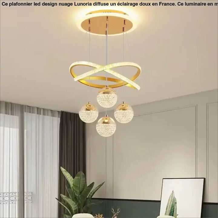 Suspension luminaire avec anneaux entrelacés

