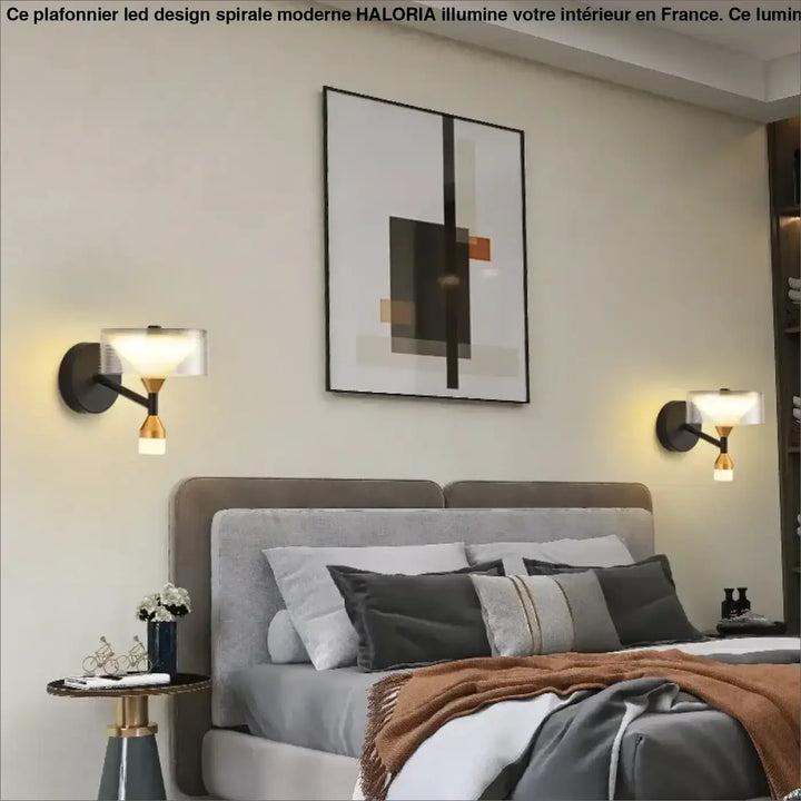 Applique murale cône acrylique et métal pour chambre moderne