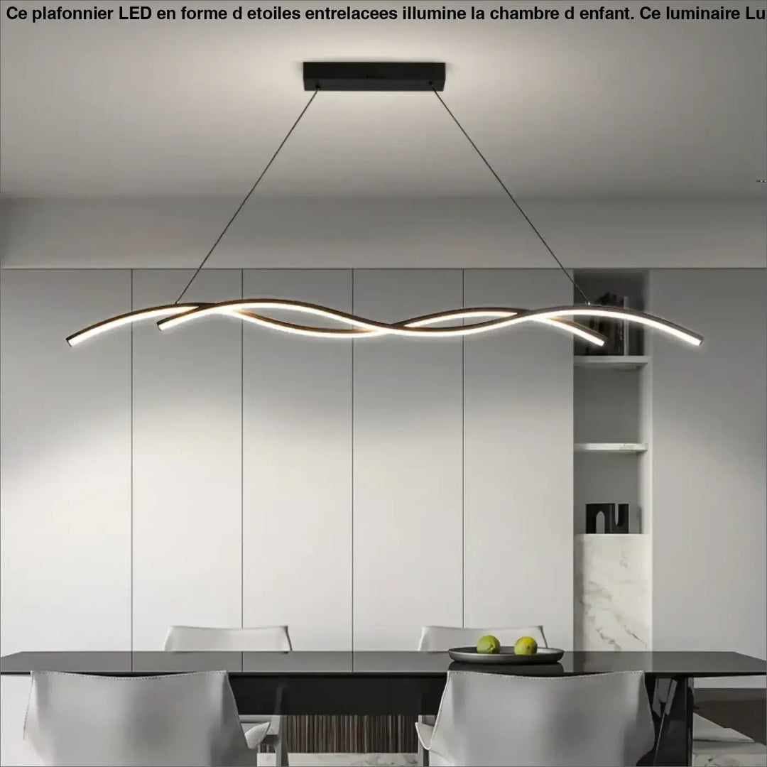 Suspension moderne minimaliste en vague ondulée avec LED intégrée

