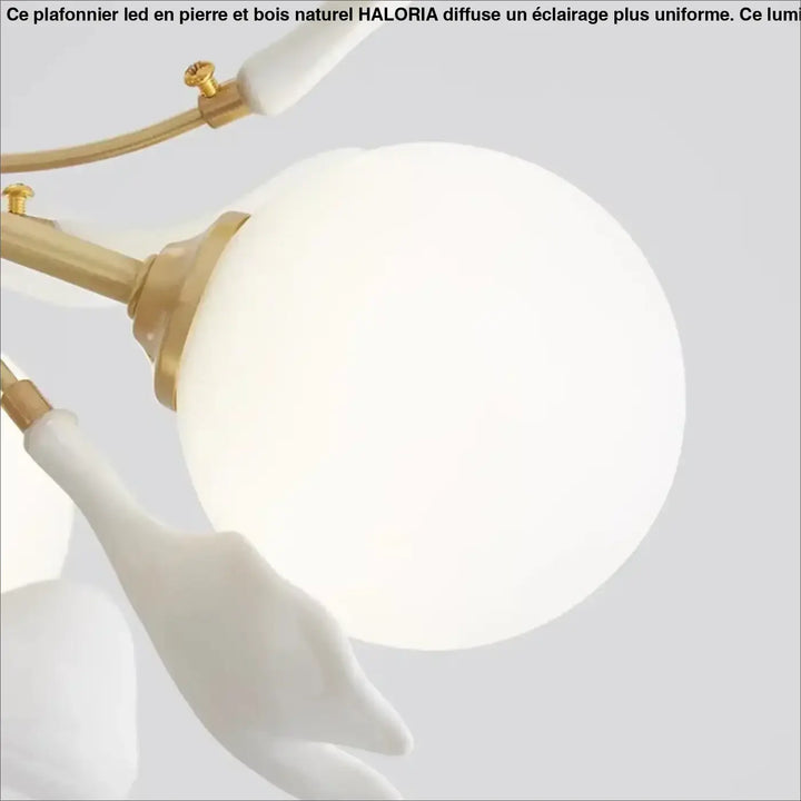 Suspension design floral en métal style blanc doré