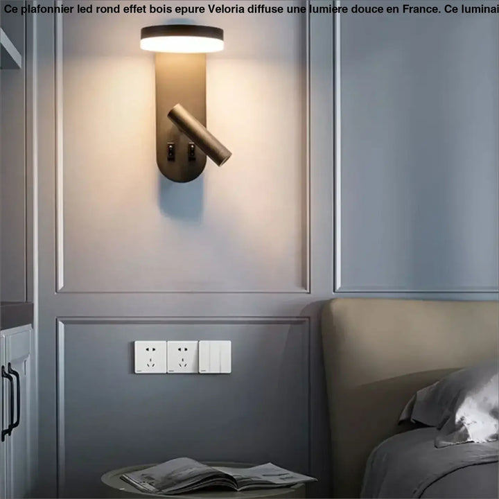 Applique murale led design moderne avec liseuse style épuré