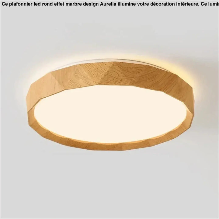Plafonnier en métal effet bois naturel led stylé