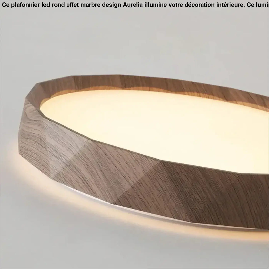 Plafonnier en métal effet bois naturel led stylé