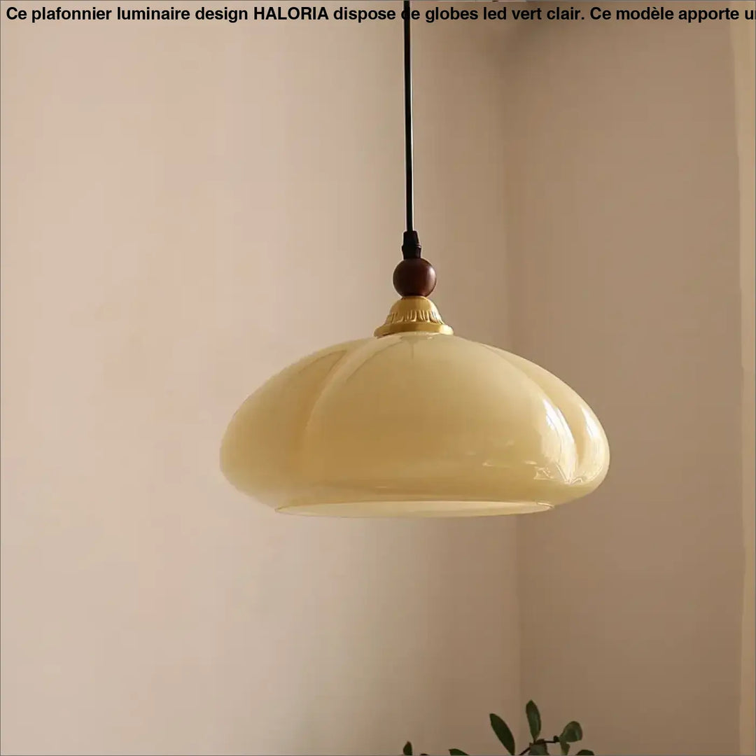 Suspension cuivre et verre ambré style contemporain raffiné