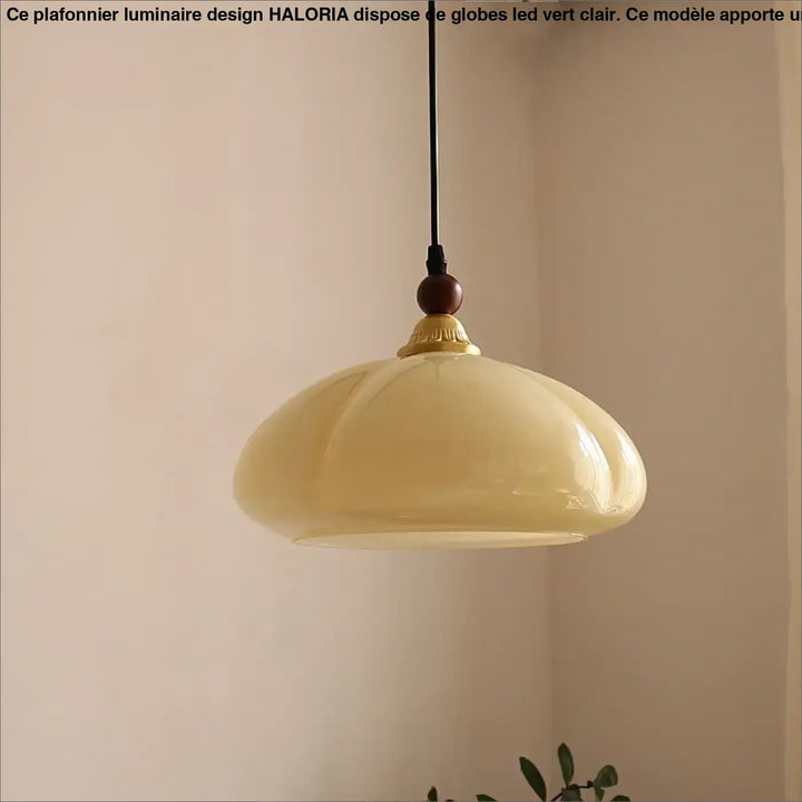 Suspension cuivre et verre ambré style contemporain raffiné