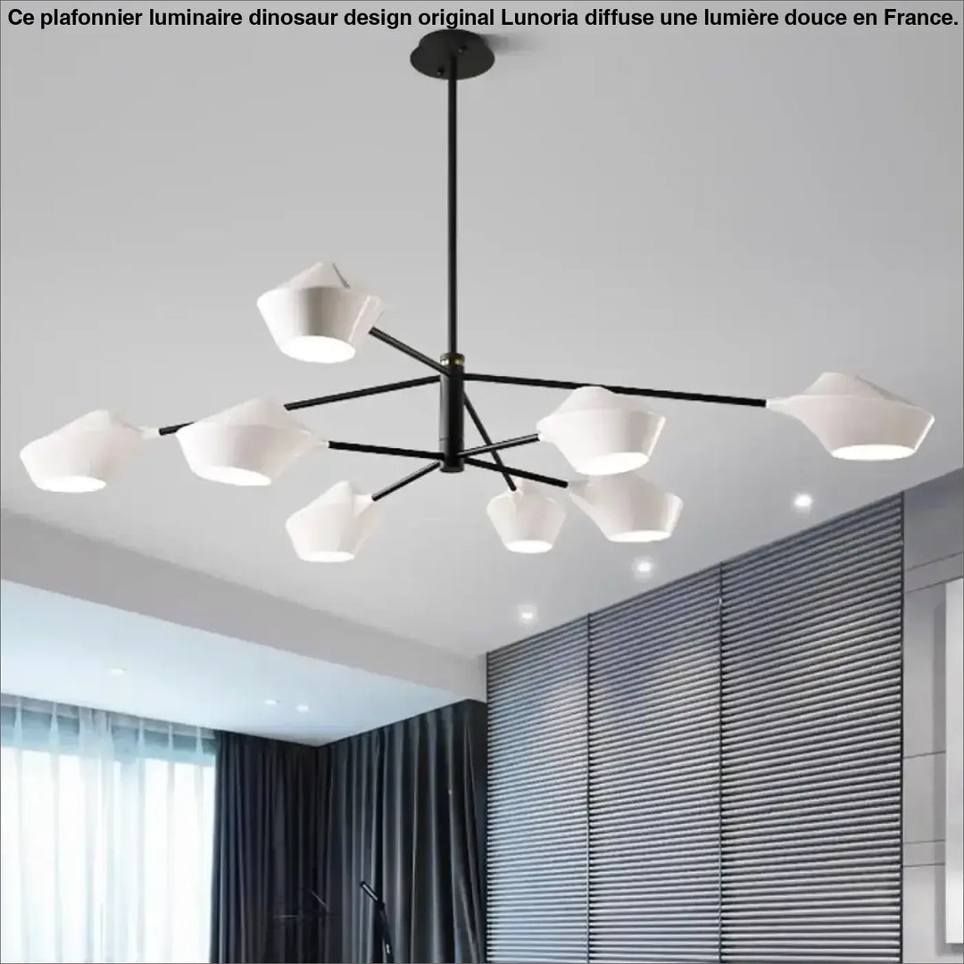 Suspension Moderne À Bras Longs Et Coupelles Blanches

