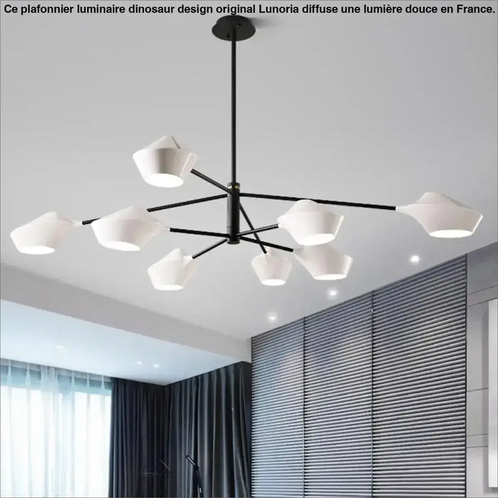 Suspension Moderne À Bras Longs Et Coupelles Blanches

