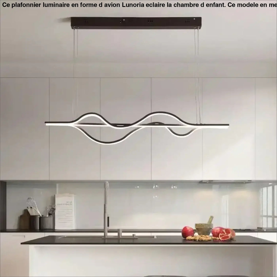 Suspension luminaire paloma en led noir et blanc au design ondulé moderne pour salle à manger et cuisine îlot