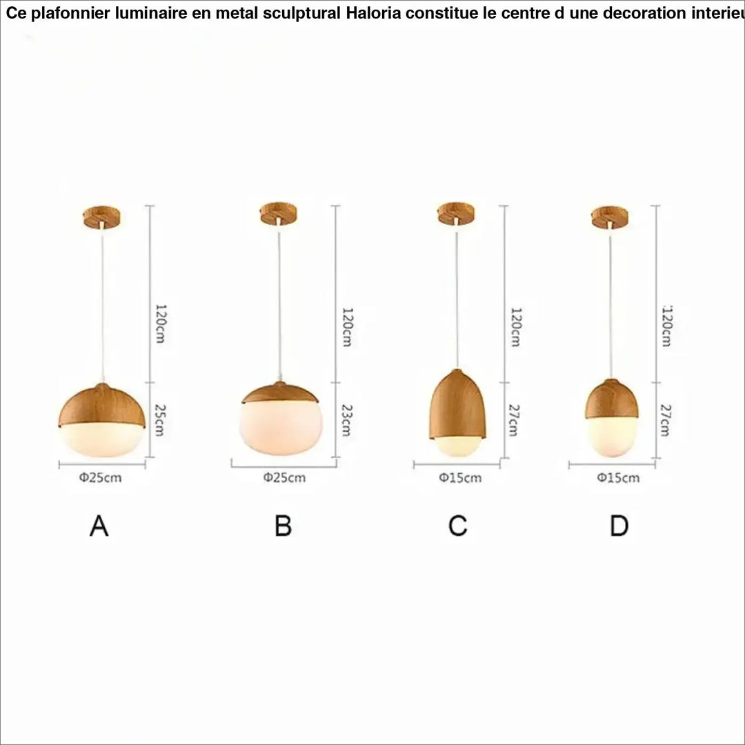 Suspension luminaire en bois avec lumière blanche au style naturel