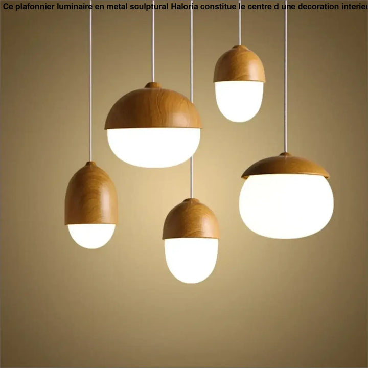 Suspension luminaire en bois avec lumière blanche au style naturel