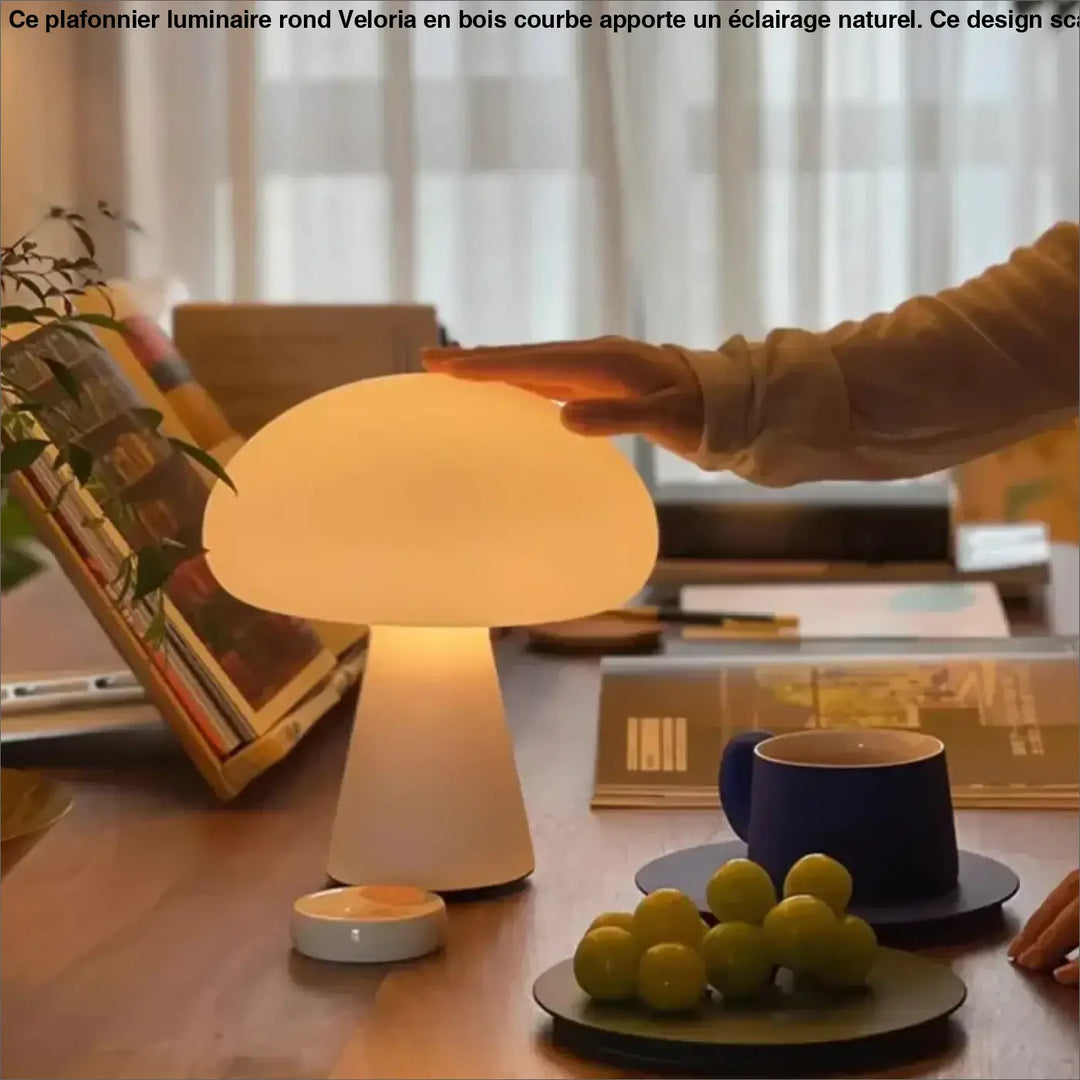 Lampe de chevet navie chevet led à lumière douce en plastique blanc mat style rétro en forme de champignon chaleureux