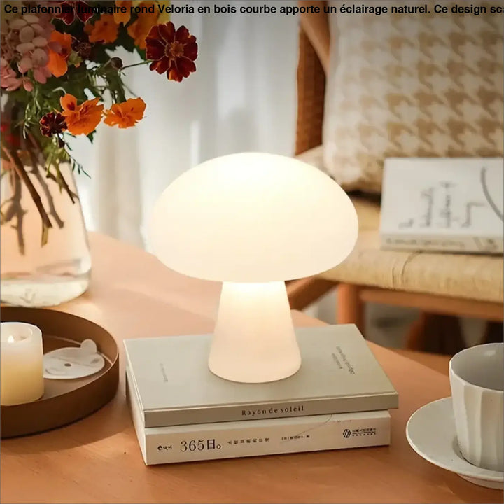 Lampe de chevet navie en matière translucide douce avec lumière douce led et style rétro en forme de champignon blanc