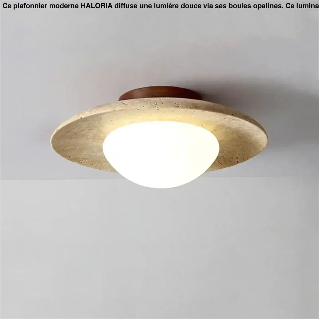 Plafonnier Minimaliste En Travertin Et Verre Dépoli

