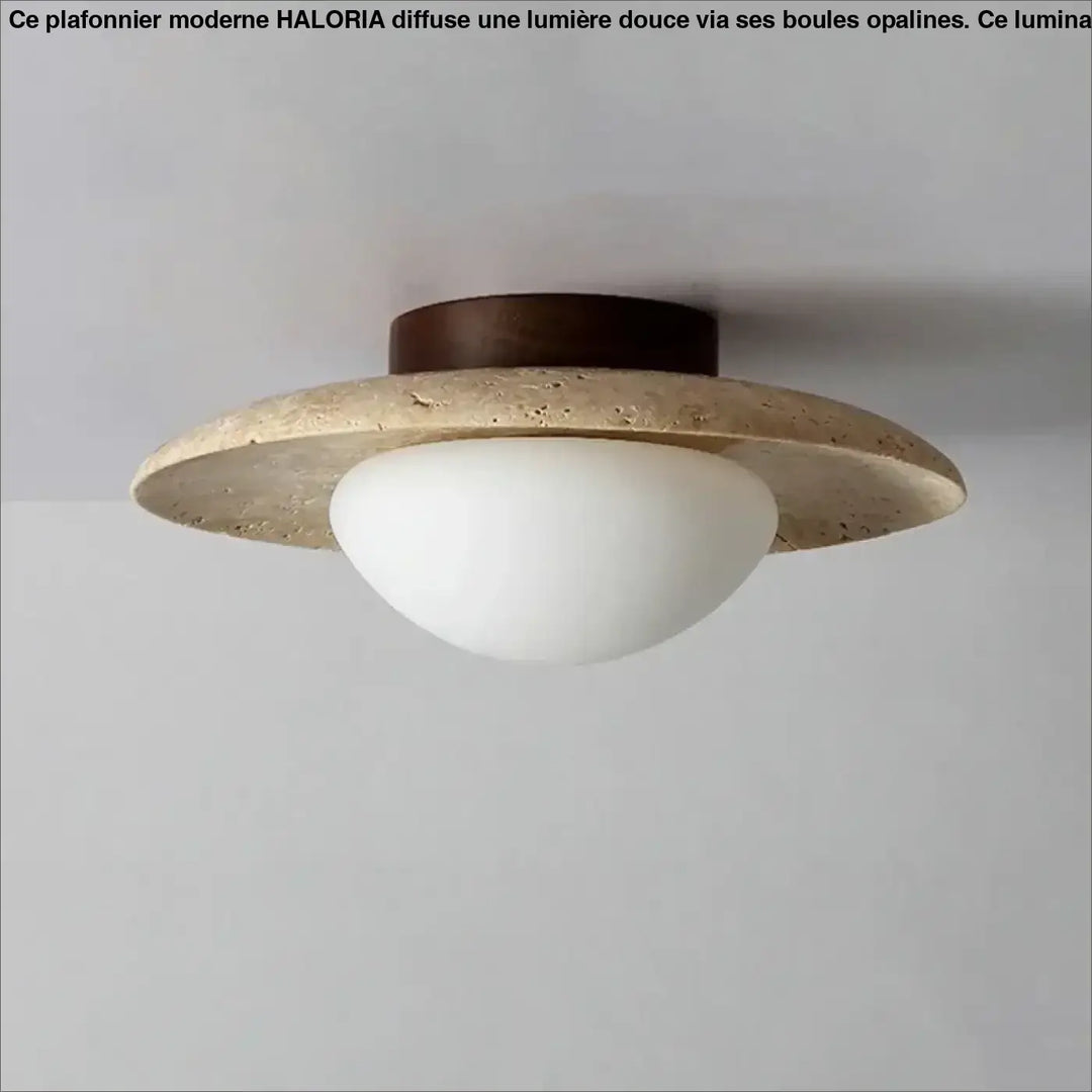 Plafonnier Minimaliste En Travertin Et Verre Dépoli

