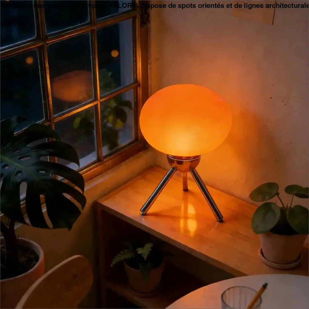 Lampe de chevet nordou orange chaud avec base tripode métallique style chevet champignon rétro
