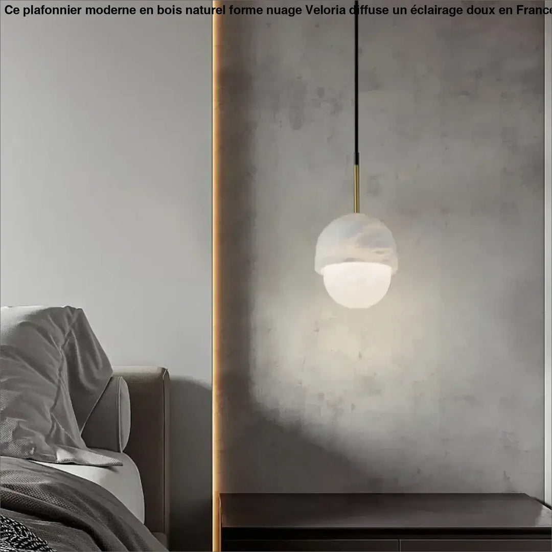 Suspension luminaire blanche en marbre design moderne chic