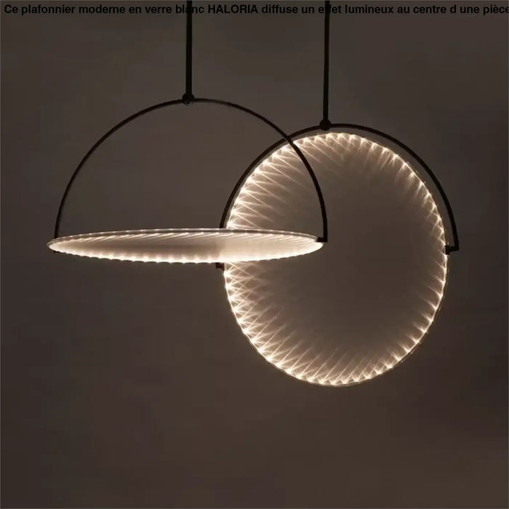 Suspension luminaire moderne design sculptural cercle noir

