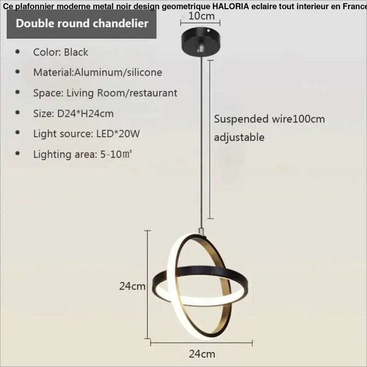La suspension luminaire minimaliste style géométrique noir