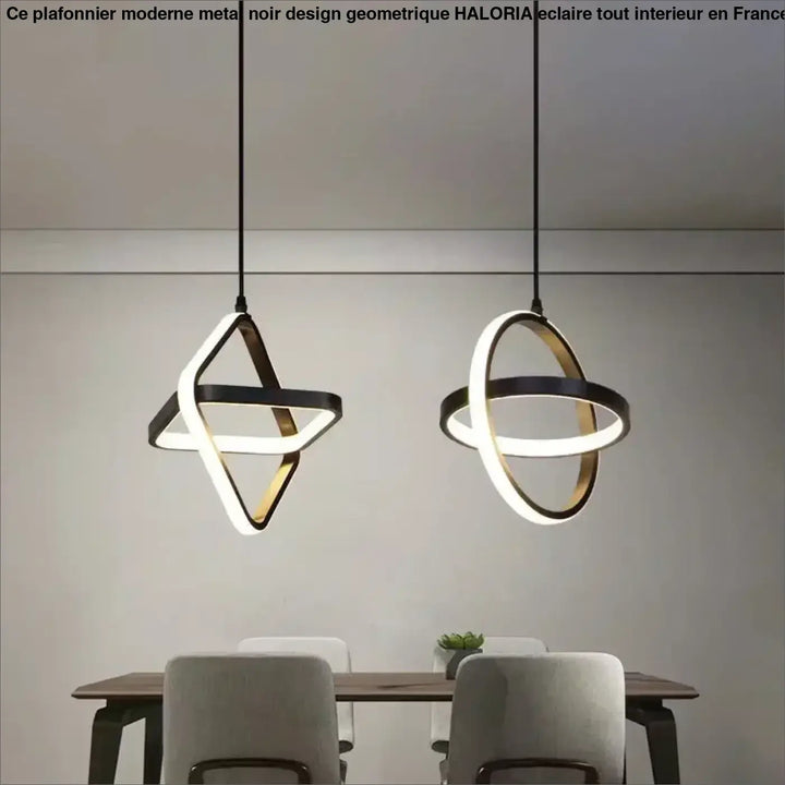 La suspension luminaire minimaliste style géométrique noir