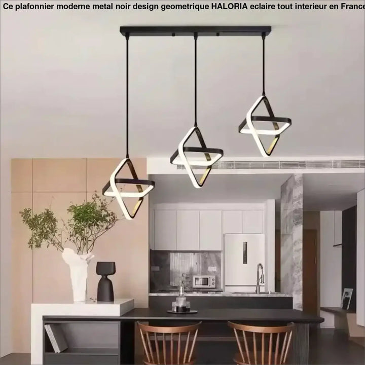 La suspension luminaire minimaliste style géométrique noir