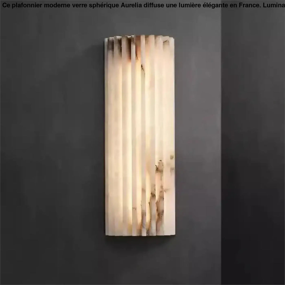 Applique Murale Longiligne en Albâtre Blanc et Marron

