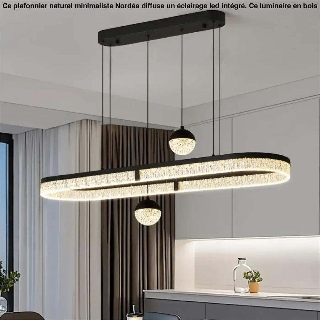 Suspension luminaire moderne ovale avec boules en cristal élégant