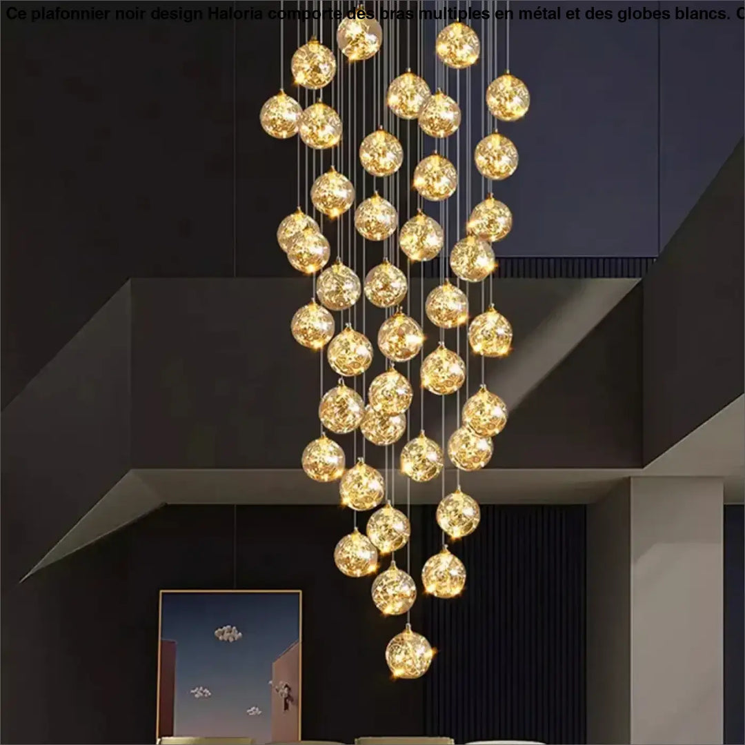 Plafonnier cascade moderne à LED dorées suspendues

