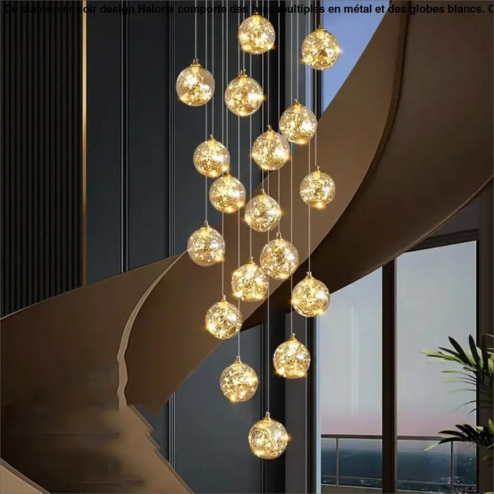Plafonnier cascade moderne à LED dorées suspendues

